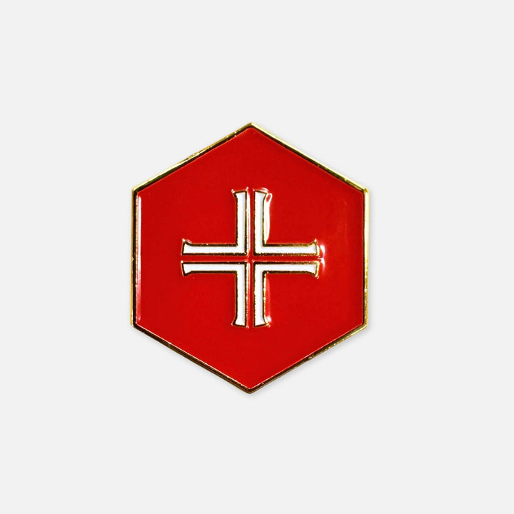LAPEL PIN HEXAGON W/CROSS