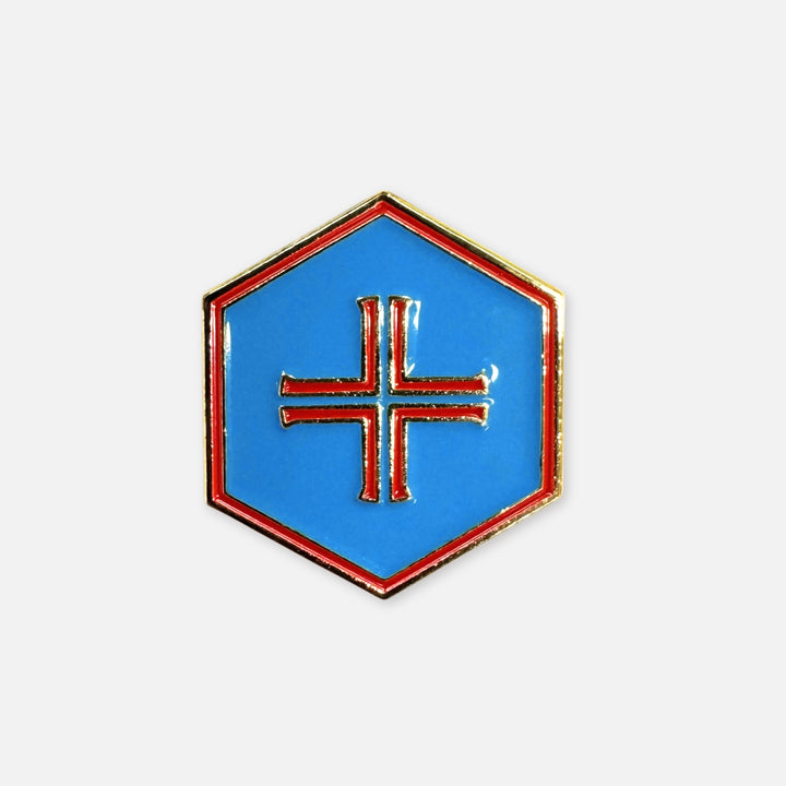 LAPEL PIN HEXAGON W/CROSS