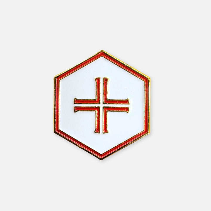 LAPEL PIN HEXAGON W/CROSS