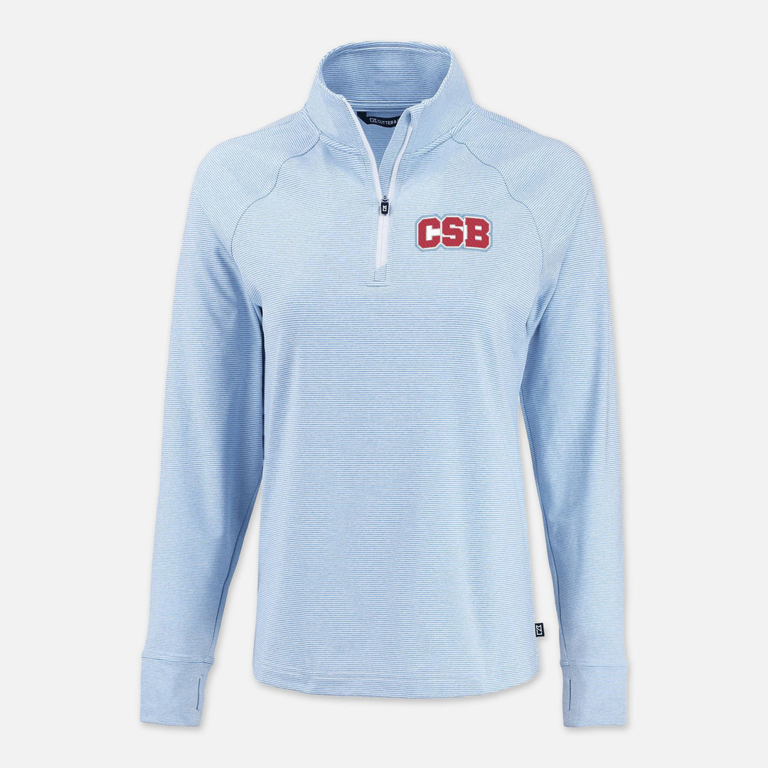 WOMEN'S CUTTER & BUCK STRIPED 1/4 ZIP CSB
