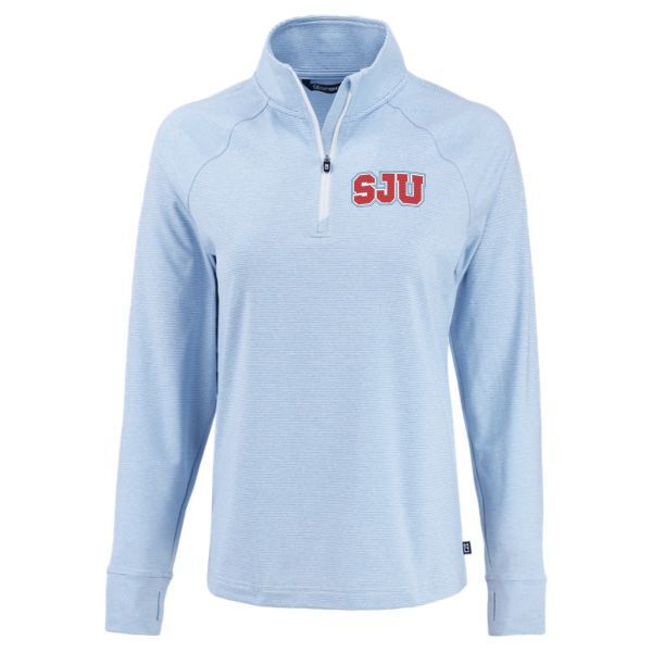 WOMEN'S CUTTER & BUCK STRIPED 1/4 ZIP SJU