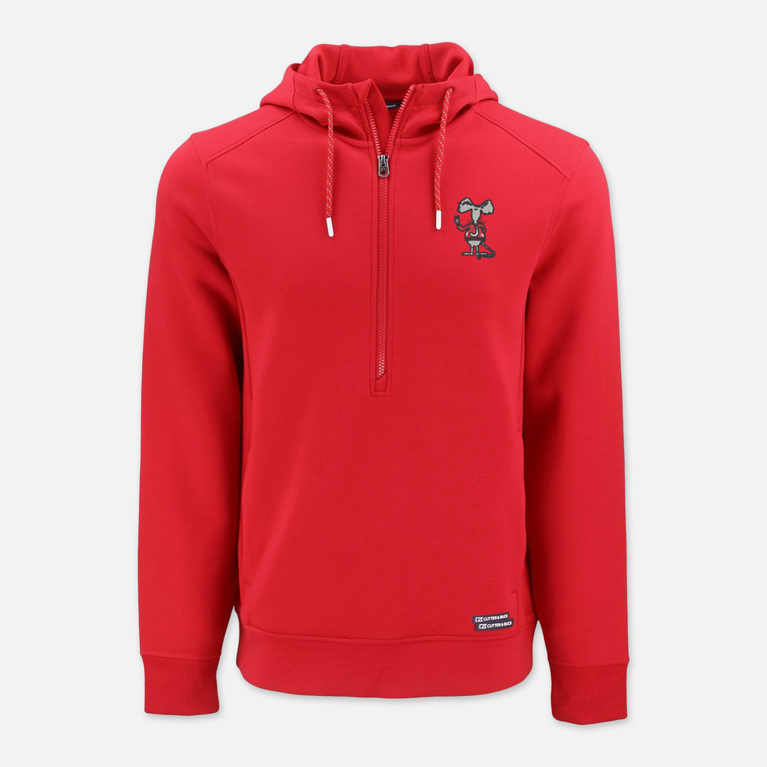 CUTTER & BUCK HOODED 1/2 ZIP SWEATSHIRT LEFT CHEST JOHNNIE RAT