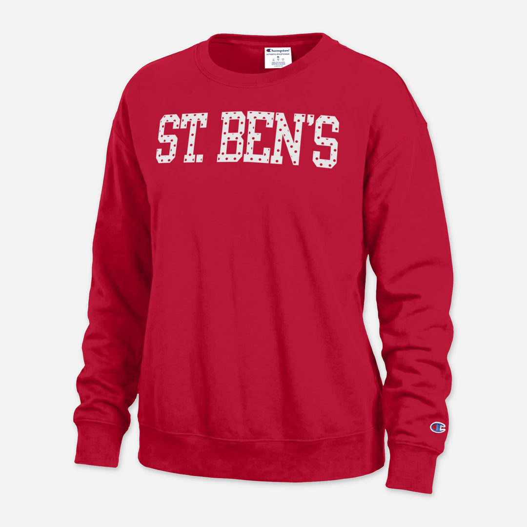 CHAMPION WOMEN'S CREWNECK SWEATSHIRT ST. BEN'S POLKA DOTS