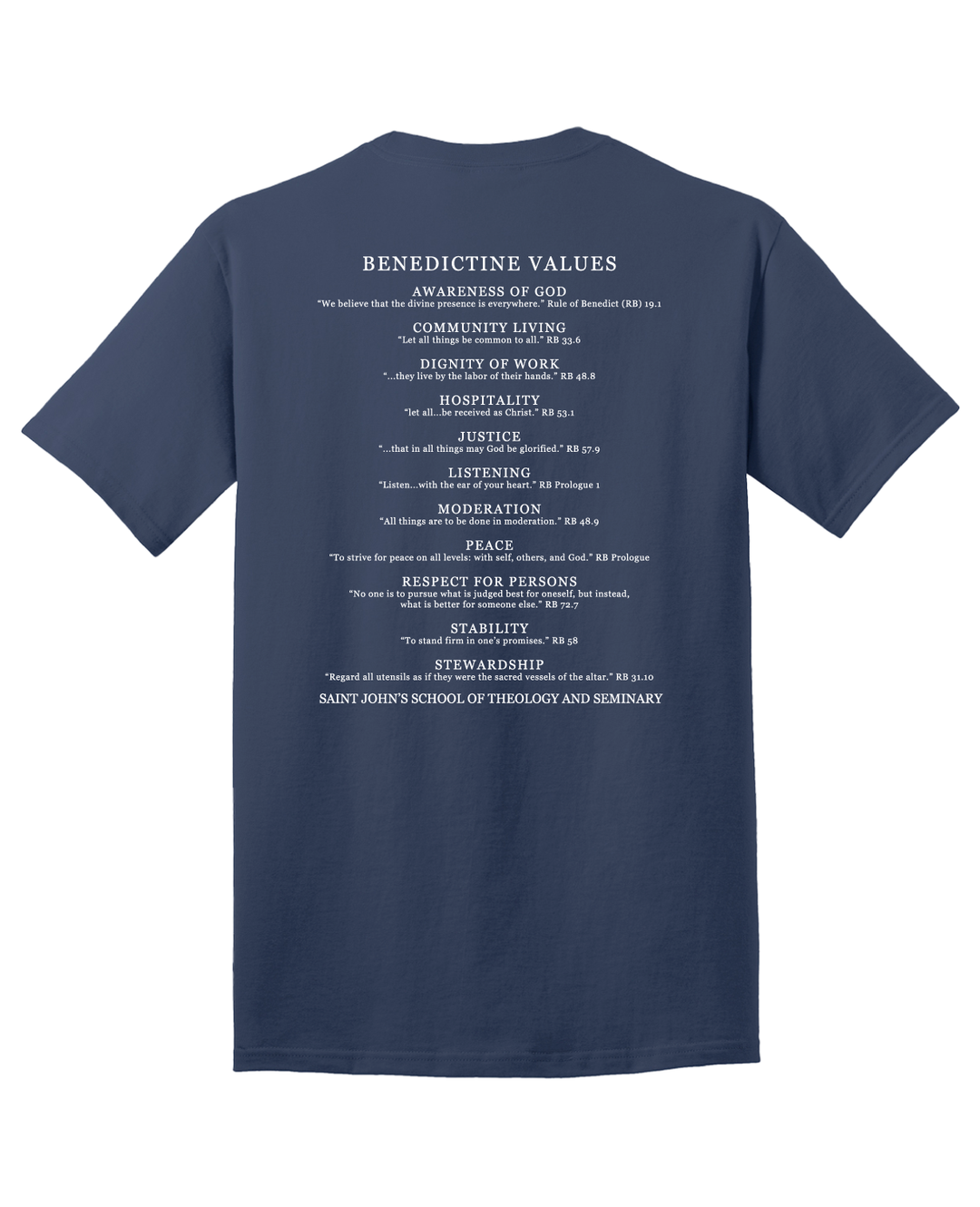 SHORT SLEEVE TSHIRT SOT BENEDICTINE VALUES