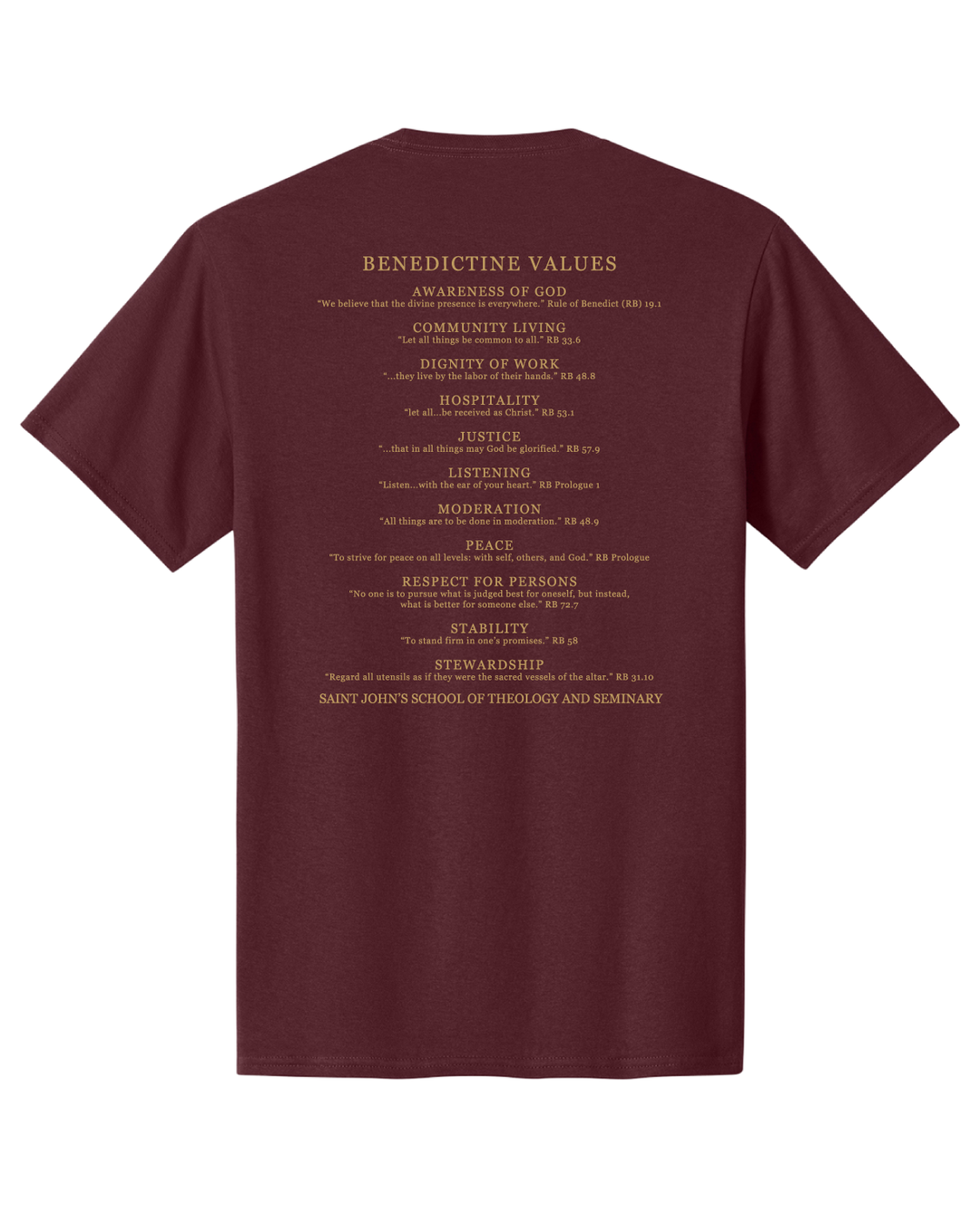 SHORT SLEEVE TSHIRT SOT BENEDICTINE VALUES