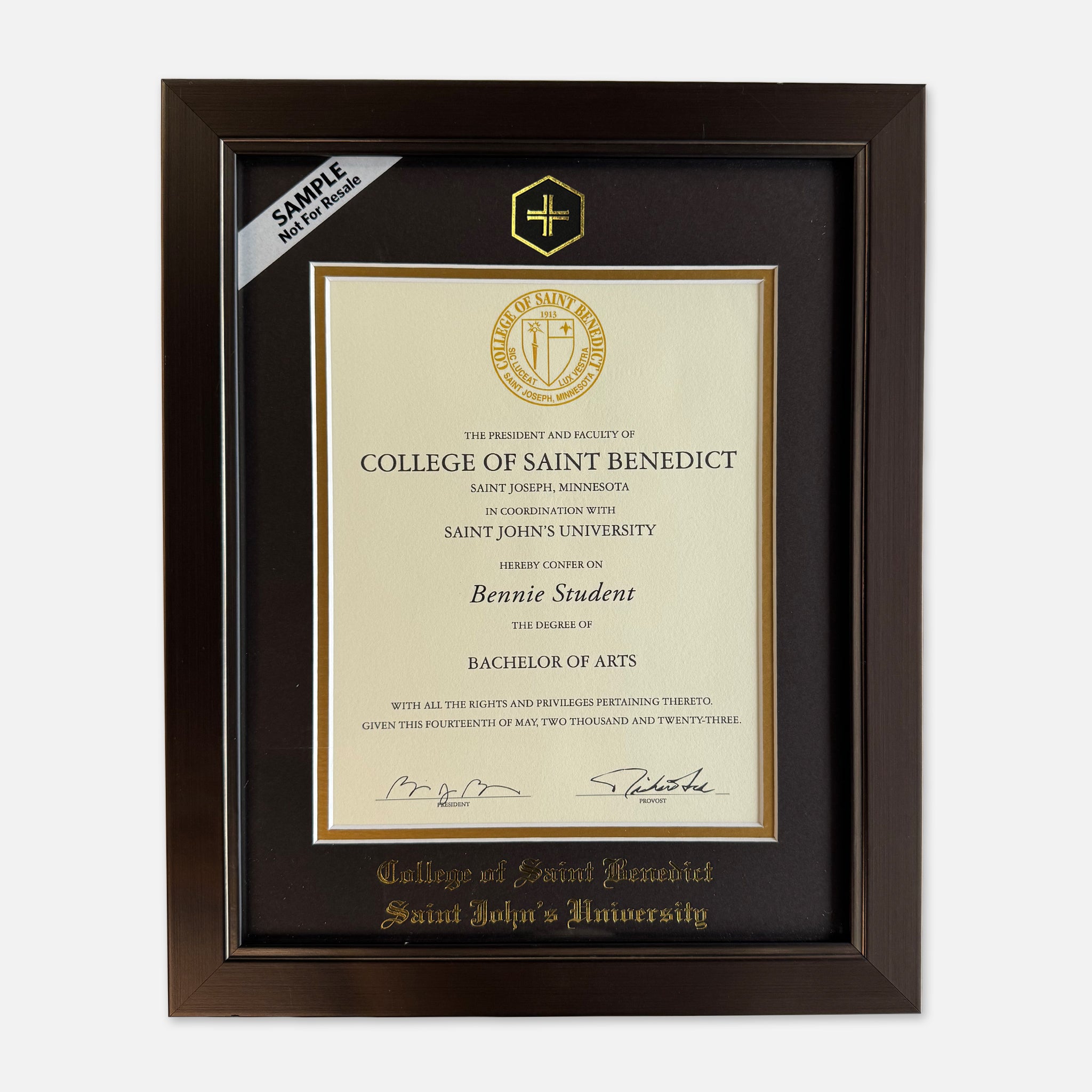 DIPLOMA FRAME CSB+SJU METRO NAMES ONLY – CSB+SJU Spirit Shop