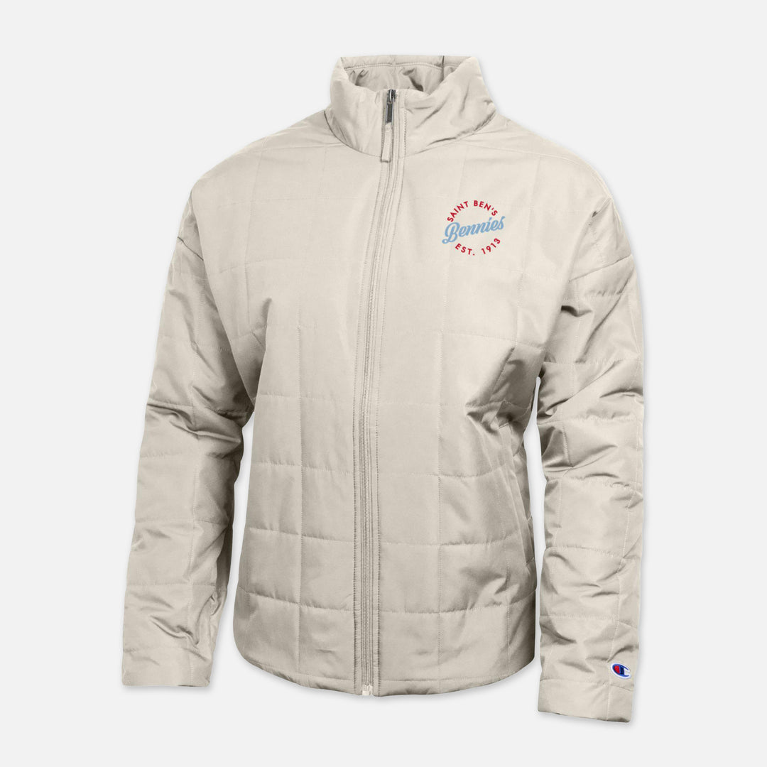 WOMEN'S CHAMPION PUFFER JACKET SAINT BEN'S BENNIES EST 1913