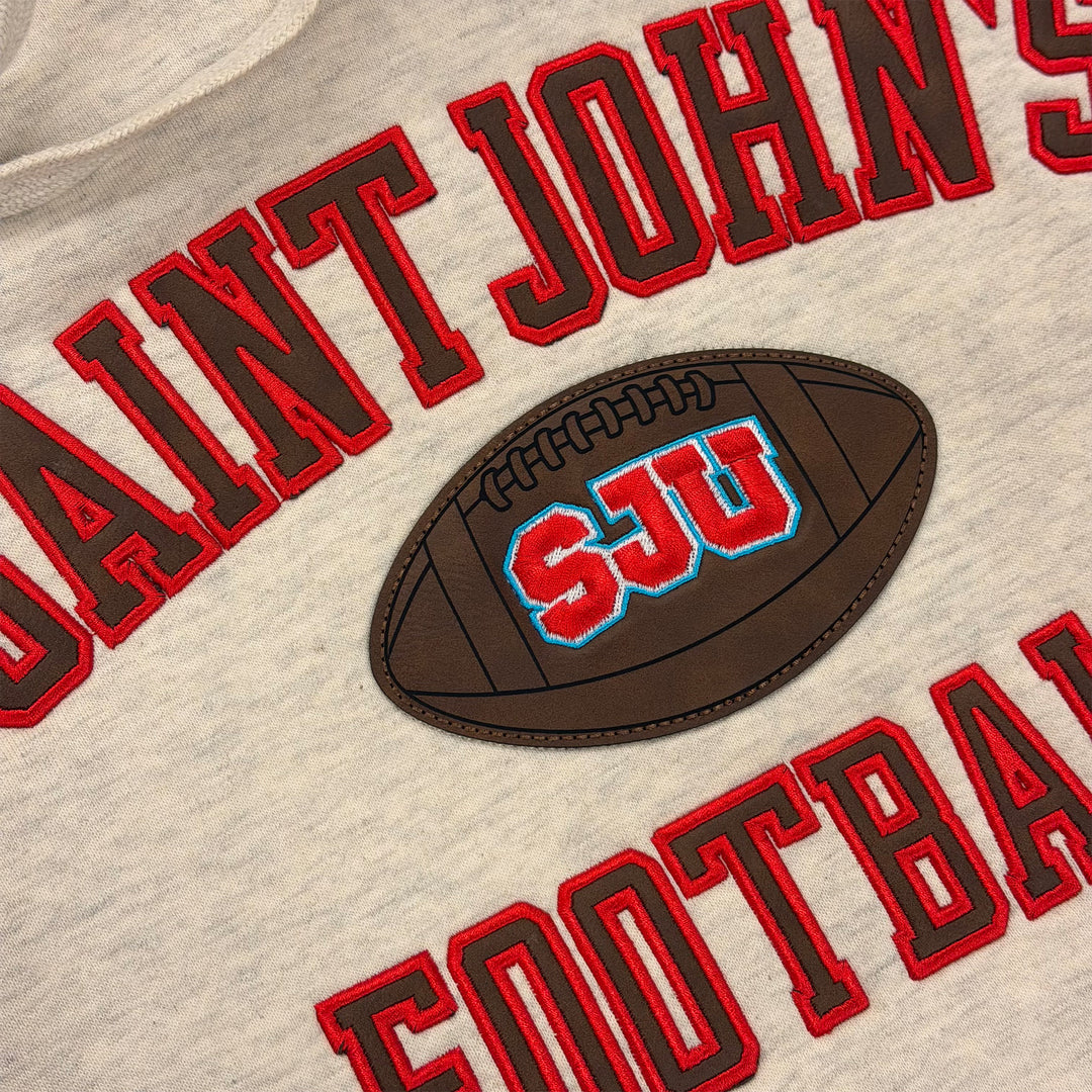 HOODED SWEATSHIRT WITH LEATHER SAINT JOHN'S FOOTBALL