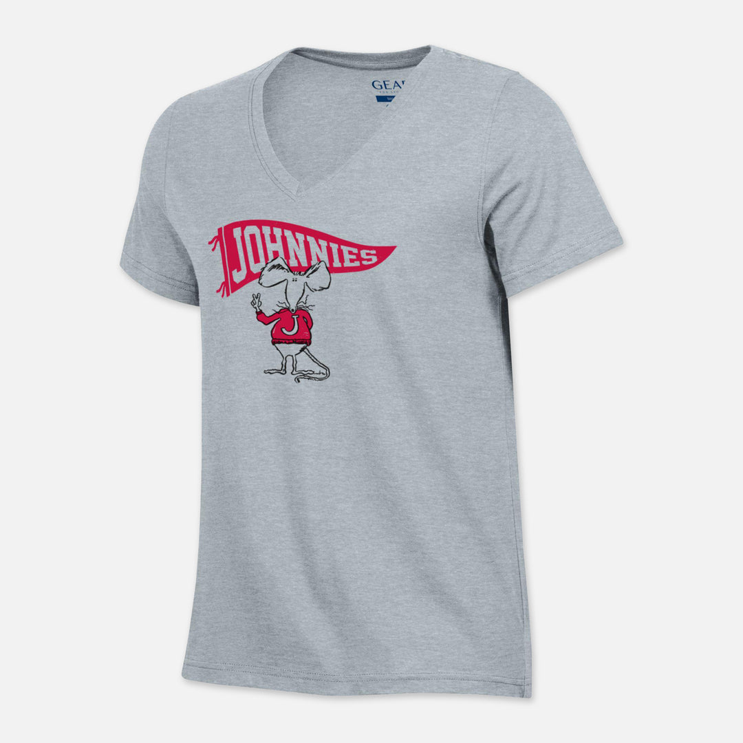 WOMEN'S SHORT SLEEVE V-NECK TSHIRT WITH JOHNNIE RAT