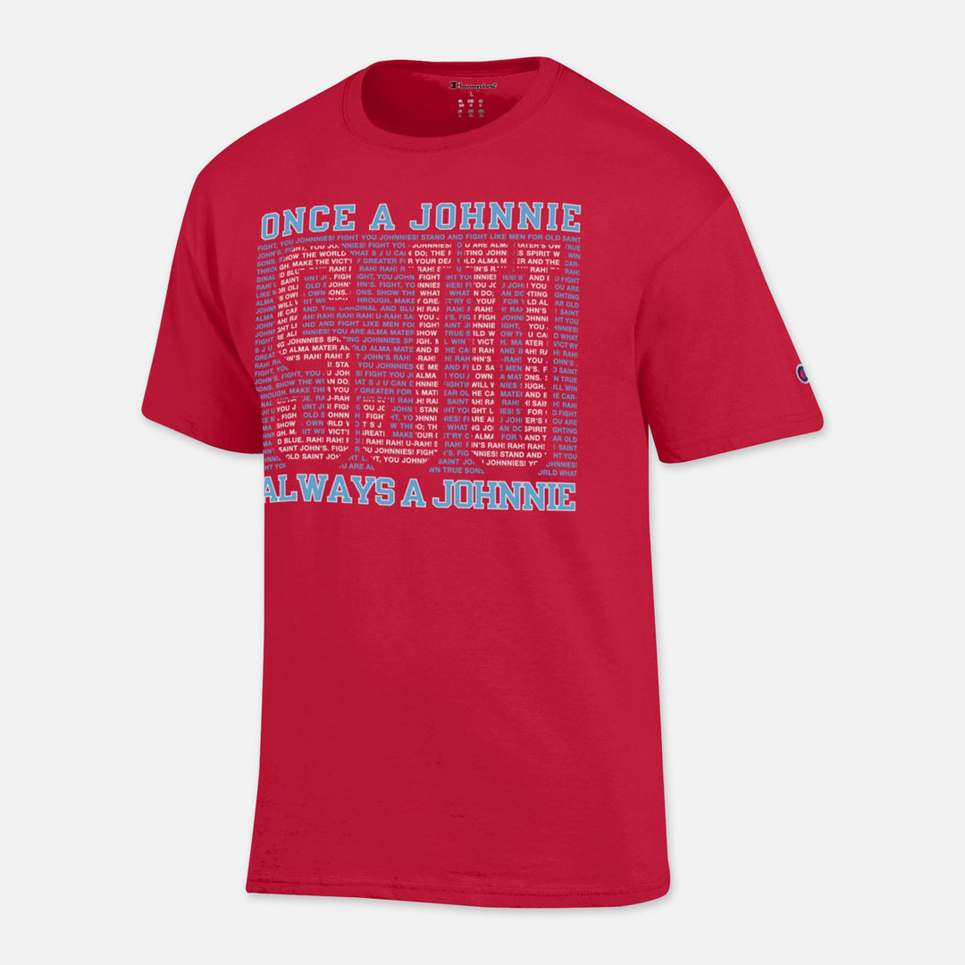 CHAMPION SHORT SLEEVE TSHIRT ONCE A JOHNNIE ALWAYS A JOHNNIE, JOHNNIE FIGHT SONG