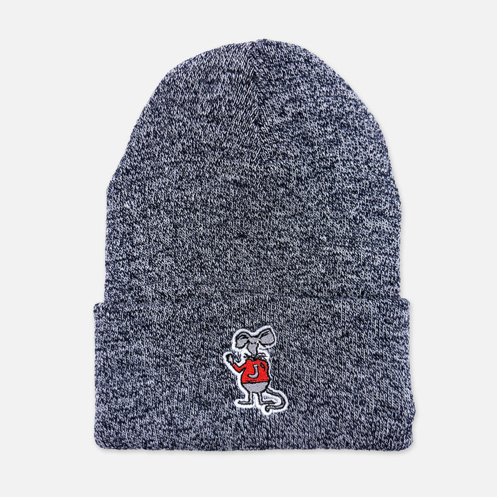 KNIT CUFFED BEANIE WITH JOHNNIE RAT