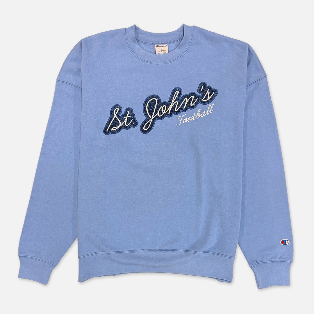 WOMEN'S CHAMPION CREWNECK SWEATSHIRT ST. JOHN'S FOOTBALL GLITTER