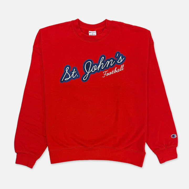 WOMEN'S CHAMPION CREWNECK SWEATSHIRT ST. JOHN'S FOOTBALL GLITTER