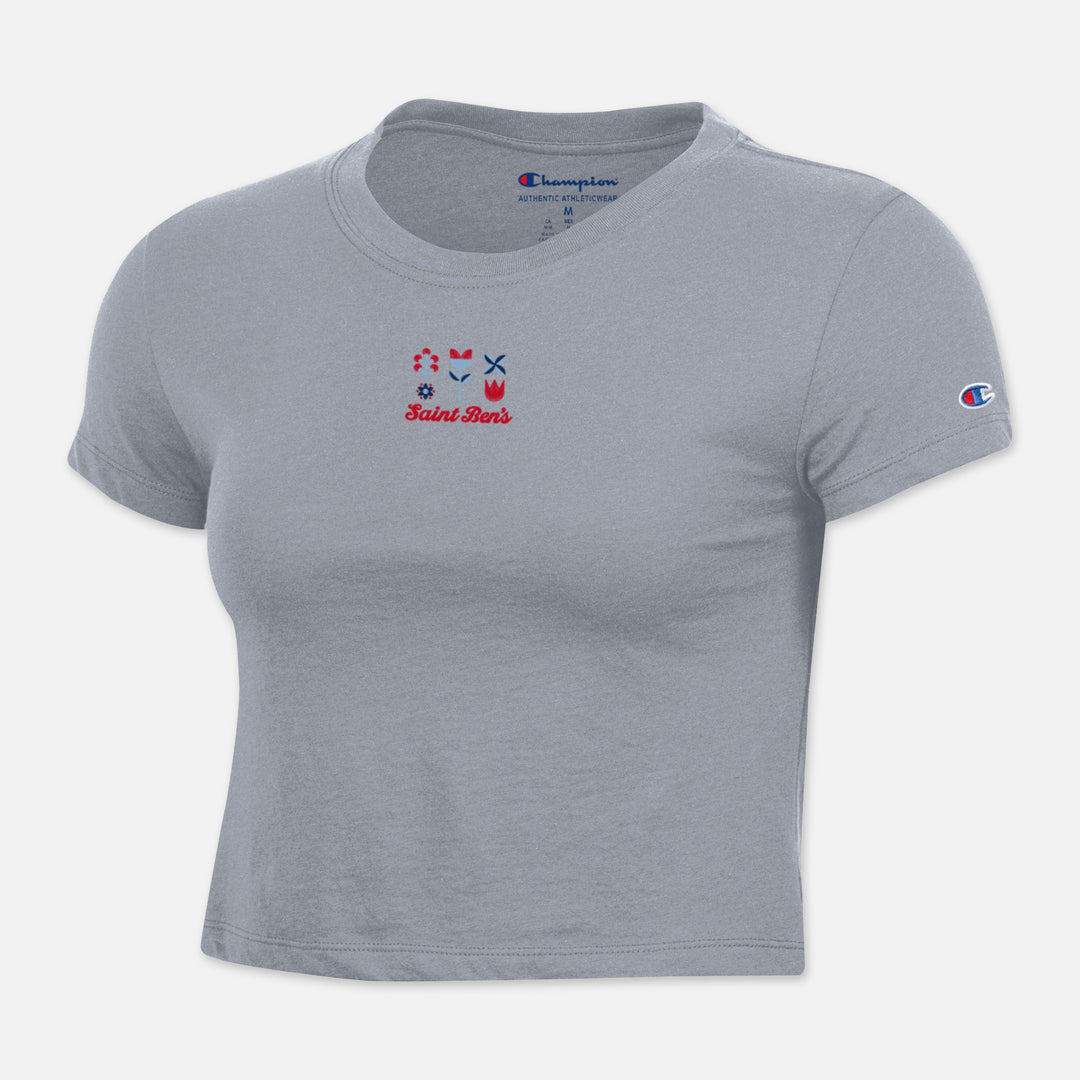 WOMEN'S CHAMPION BABY SHORT SLEEVE TSHIRT BENNIES WITH FLOWERS