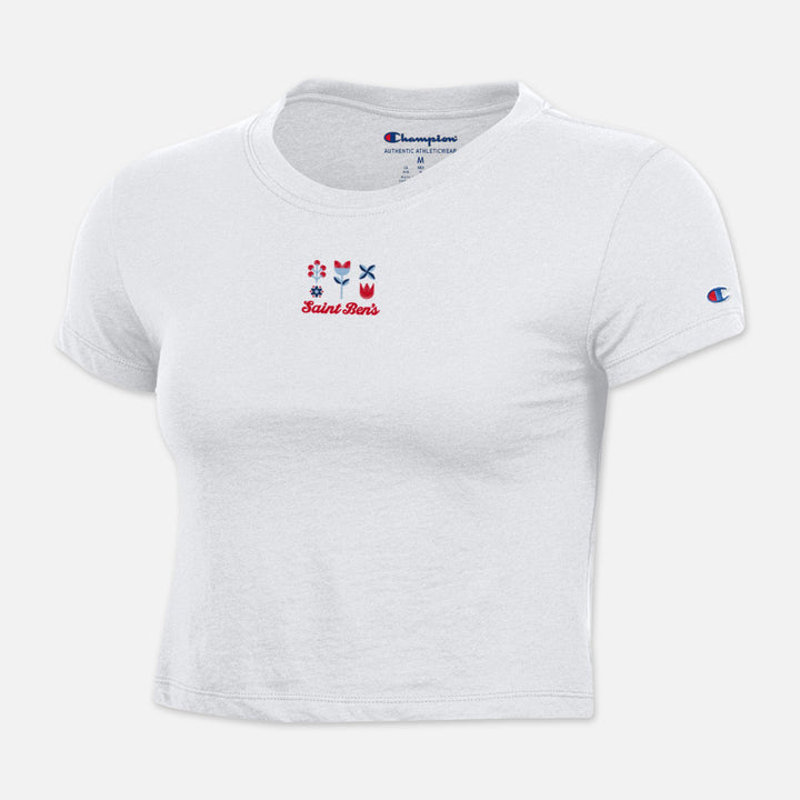 WOMEN'S CHAMPION BABY SHORT SLEEVE TSHIRT BENNIES WITH FLOWERS